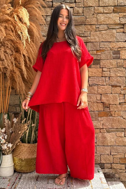 Pure Cotton Santos Quinn Culotte Pant Salsa